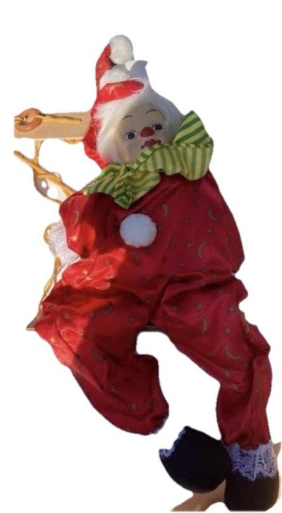 PANTIN MARIONNETTE A FILS CLOWN SUR SA BALANCOIRE