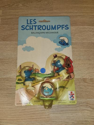 FIGURINE LES SCHTROUMPFS PEYO CEJI 1983 BALAN�OIRE MECANIQUE Vintage