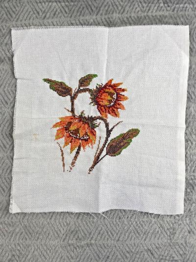 Point de Croix Tournesols Vintage Broderie Main Fleurs Automne Toile A�da 19 cm