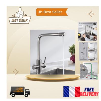 CECIPA PURE I: Robinet Cuisine 3 Voies en Acier Inoxydable, Bec Pivotant 360�