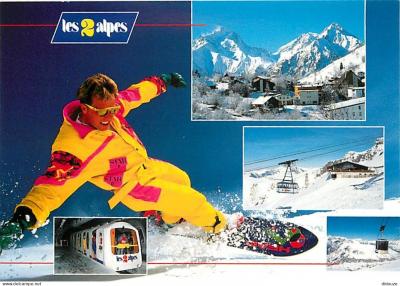 Carte Postale   38   Les 2 Alpes   Multivues   Hiver   Neige   Snowboard   Carte