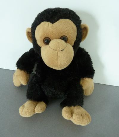 J4. Doudou peluche PETJES WORLD B�b� SINGE noir beige 22cm ETAT NEUF