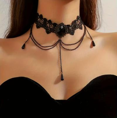 Collier Ras de Cou Dentelle Noire Femme Style Gothique Victorien Mod�le au Choix