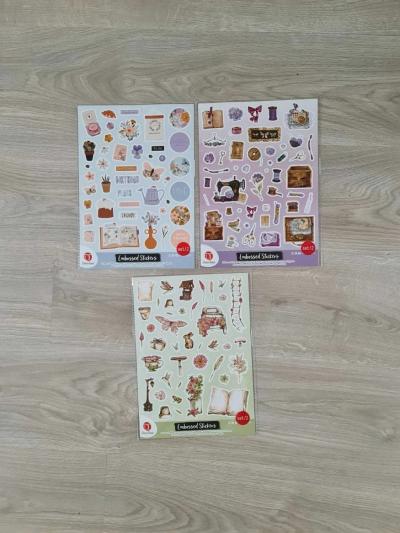 Lot de 3 planches A4 de stickers autocollant recto verso pour bujo bullet decora