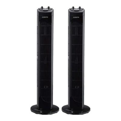 Pack 2 Ventilateurs Colonne Noir Tour Silencieux Oscillant Minuterie Chambre