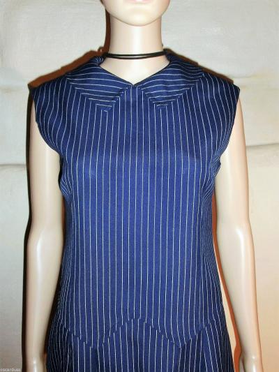 Vintage Authentische Robe Tergal Kurz Blau Gr��e 38 - 40 EXCELLENT ETAT