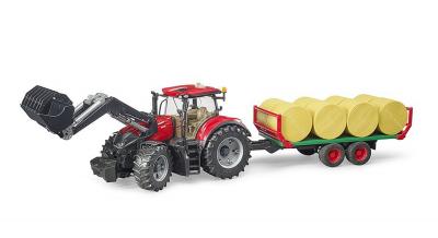 03198   Case IH Optum 300CVX avec chargeur frontal & remorque de transport