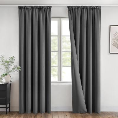 Rideau Occultant Thermique Gris 140 x 245 cm Lot de 2, Double Rideau Cuisine ...