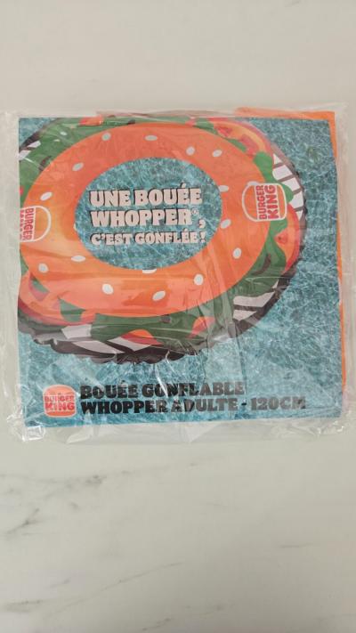 Bou�e gonflable BURGER KING Whopper 120cm adult BUOY NEW IN PACKAGING rare