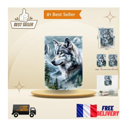 Kit Complet de Peinture au Diamant 5D   Le Loup 30x40cm pour Adultes & Enfants
