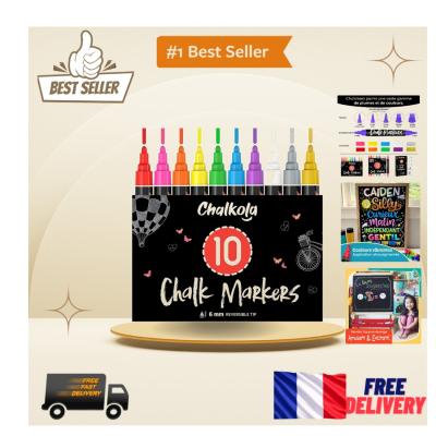 Chalkola   Ensemble de 10 Marqueurs � Craie Liquide Effa�ables Or et Argent, 6mm