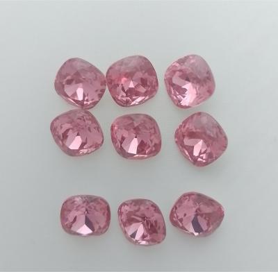 lot de 9 cabochons carr� de 12 mm en cristal rose   ancien stock