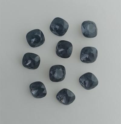 lot de 10 cabochons carr� de 12 mm en cristal gris sombre   ancien stock