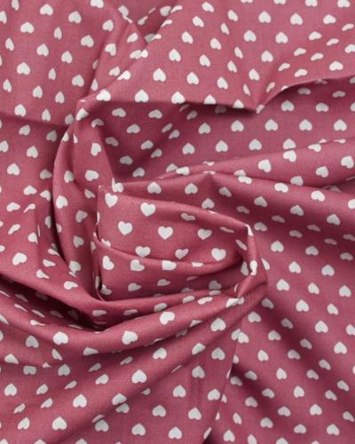 Tissu popeline de coton rose coeur blanc   vendu au m�tre