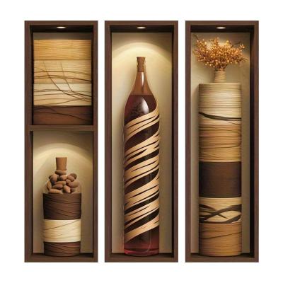 Stickers Mural 3D Boh�me 49x15cm Lot de 3 Autocollants Muraux avec Bouteille
