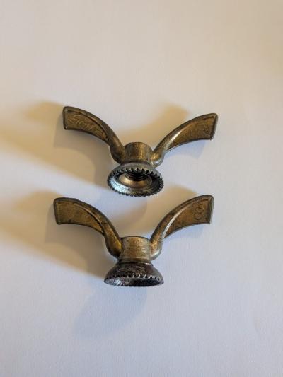 Paire Papillons Serrage Roue Avant 8mm SOVA Laiton V�lo Ancien Vintage Course