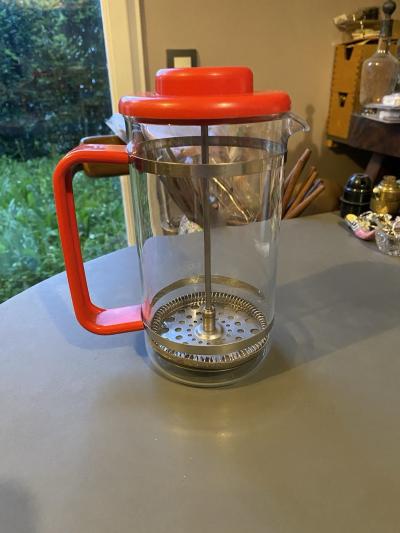 grande cafeti�re � piston vintage rouge verre 8 tasses  cafe cuisine