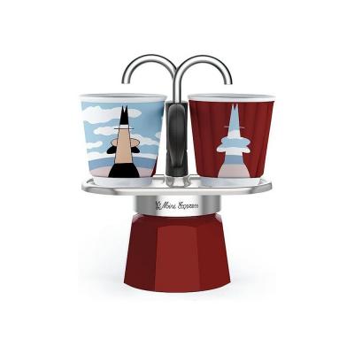 Set cafetiere italienne   2 tasses   BIALETTI   Mini express MAGRITTE   Inox -