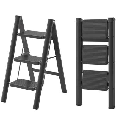 Escabeau �chelle Pliant 3 Marches Marche Pied Antid�rapant 150KG Acier Noir