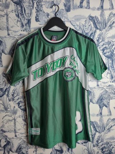 Maillot de foot Tonyboy Vintage Vert et Blanc Style Sportswear Taille S