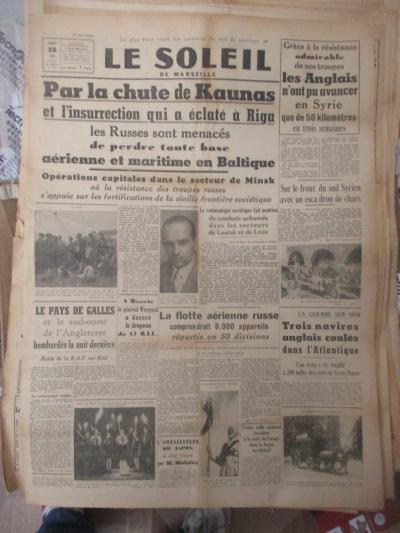 Le Soleil de Marseille du 28 Juin 1941 (Jos� Paradas torero aux ar�nes du Prado