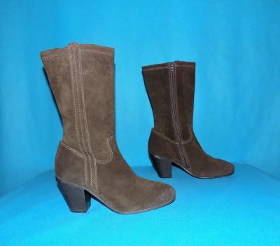 DMN Brown Mid Calf Suede Boots, City Style, EU Size 38