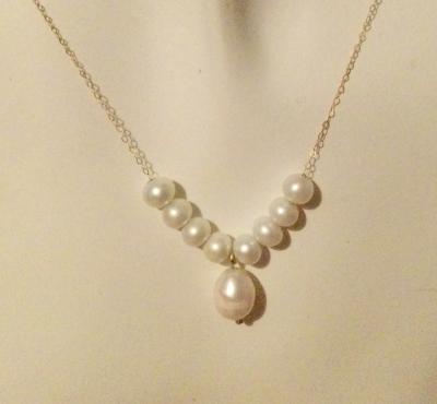 Collier Or Jaune 18 Carats Fine Chaine Perles de Culture Pendentif Bijou 18K 750