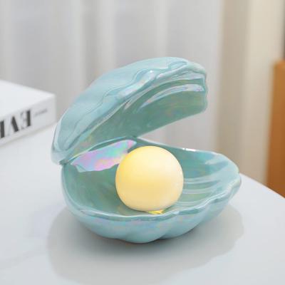 Veilleuse en perles de coquillage   D�coration en c�ramique   Lampe de bureau