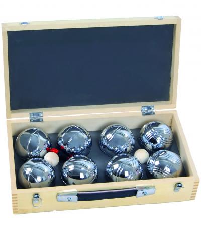 Coffret en Bois Contenant 8 Boules de p�tanque Beige 720 g