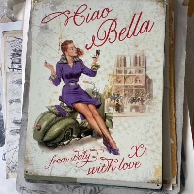Plaque Acier 30 X 40 Cm CIAO BELLA VESPA