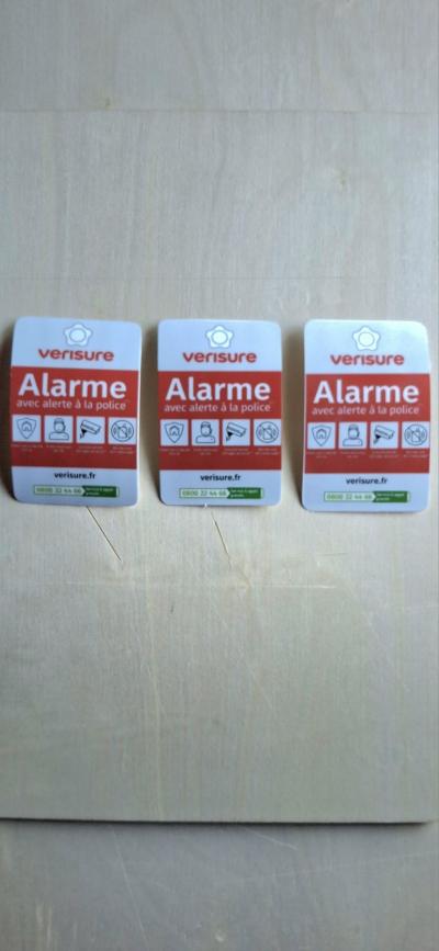 3 Autocollants Verisure 8x5cm Neufs