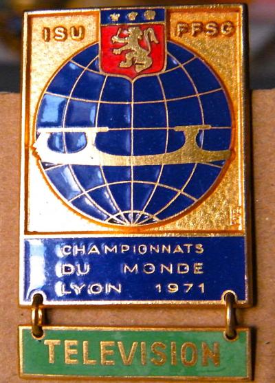 LYON 1971 Patinage Artistique Skating World Championship , Broche Pin's ,TV ORTF