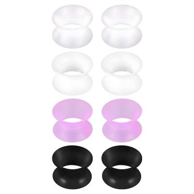 Lot de 4 paires de bouchons d'oreille en silicone flexibles pour piercing 6-8...