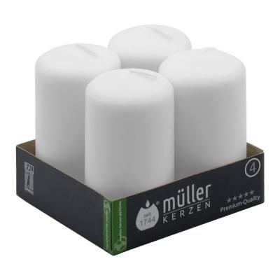 M�ller Kerzen  Lot de 4 Bougies Piliers Blanches  � 48 x 90 mm  16 Heures Lon...