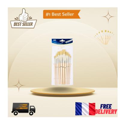 Lot de 10 Pinceaux Professionnels TSI   Tailles 2 � 20, Virole Aluminium