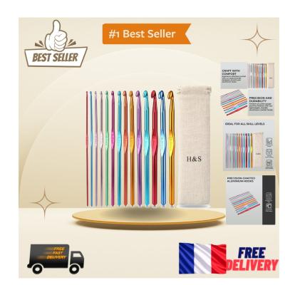 H&S 14pcs Ensemble de Crochets en Aluminium   Couleurs Vives et Ergonomiques