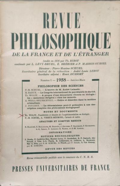 Revue philosophique de la france et de l'�tranger N�1 | Collectif | Etat correct