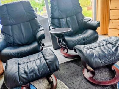 2 Fauteuils STRESSLESS cuir bleu