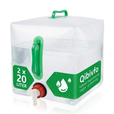 Lot de 2 bidons d'eau pliables de 20 l avec robinet et poign�e de transport