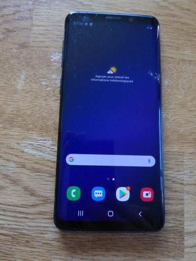 TELEPHONE SAMSUNG S9 64 GO DEBLOQUE   ECRAN   VITREARRIERE FISSURES     TEST OK