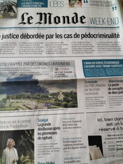 LE MONDE 20 juin 2026 # MOSCOU frapp�e par des drones krainiens