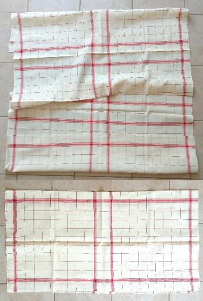 Z  LINGE   DEUX COUPONS tissu ancien NEUF pour HUIT torchons 48x50cm, desciption