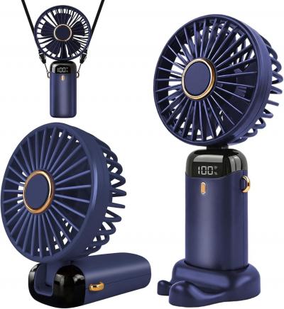 Jsdoin Ventilateur Portable USB Rechargeable 5 Vitesses LED Couleur Bleu
