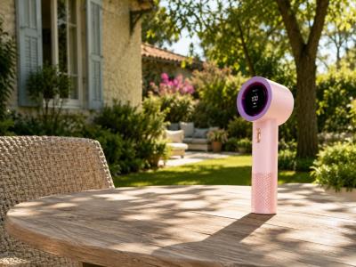 Ventilateur Portable USB Rechargeable Pliable Rose Voyage Camping