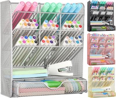 Organiseur De Bureau Avec 10 Compartiments Et 1 Tiroir, Argent�