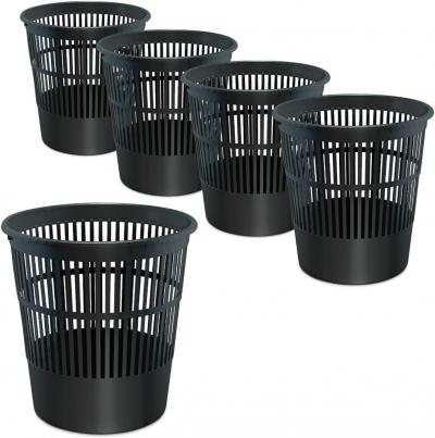 Lot De 5 Poubelles De Bureau Noir   Corbeilles � Papier En Plastique Ajour� Pour