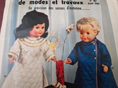page et patron poup�e de collection aout 1969  robes de chambre  complet