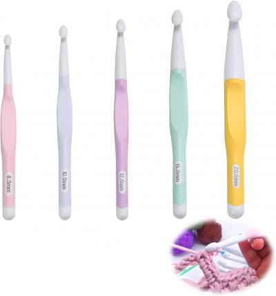 Set De 5 Aiguilles � Crochet Ergonomiques En Plastique Avec Manche En TPR, Taill