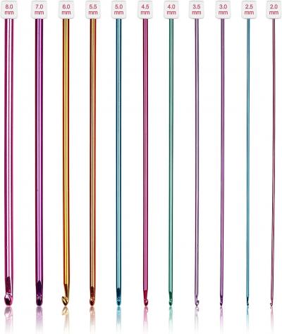 Ensemble De Crochets Longs,11 Crochets Tunisiens, Aiguilles � Crochet Afghanes M