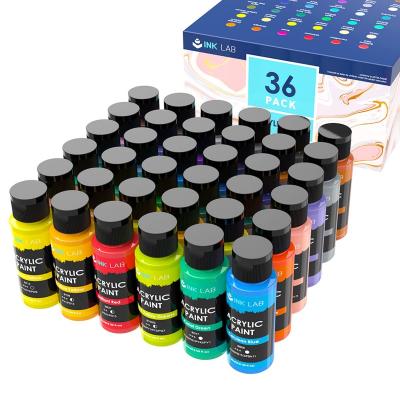 Peinture Acrylique 36 Couleurs Non Toxique Kit de Peinture Acrylique Couleurs...